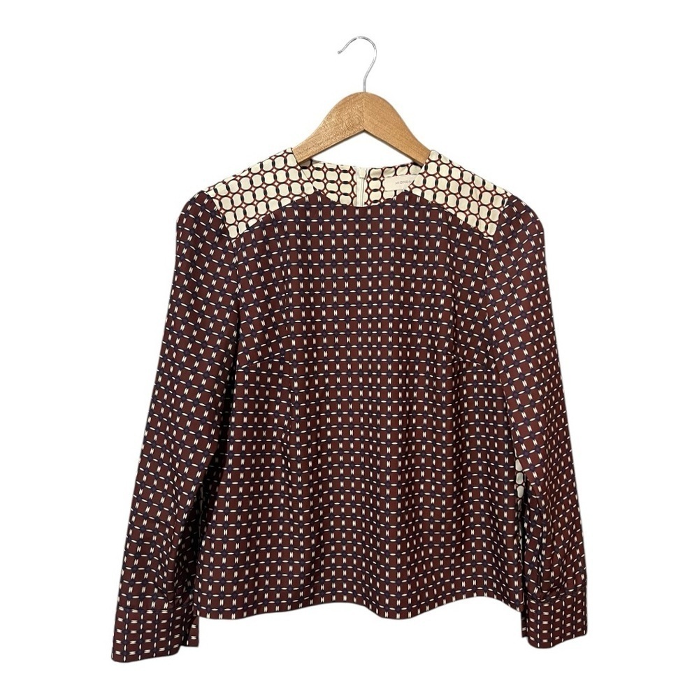 Mignon Doo Blouse Long Sleeve Women's Size Small Top Shirt Brown Modest